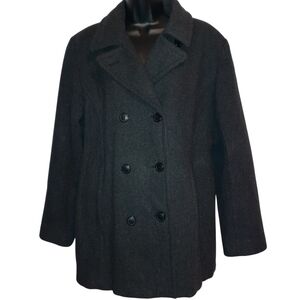 Classic Double-Breasted Black Pea Coat